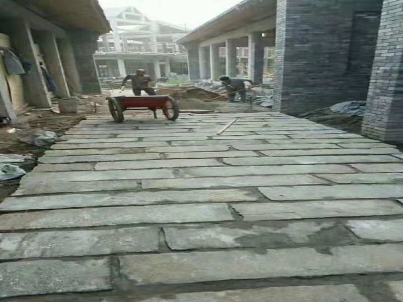 老石板在古城商丘仿古街道铺装效果